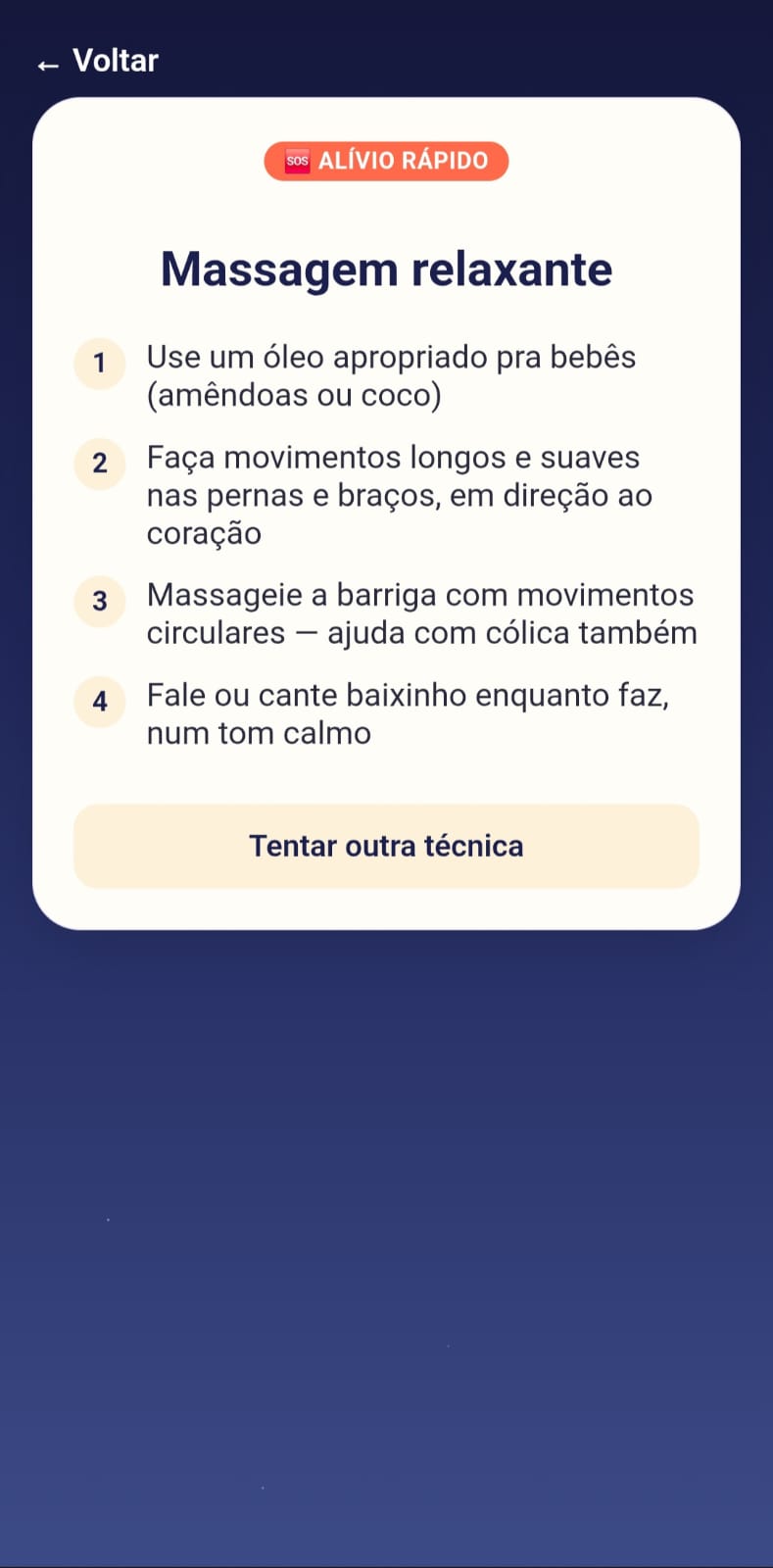 Botão SOS do Método Sono Tranquilo, com técnica de alívio rápido